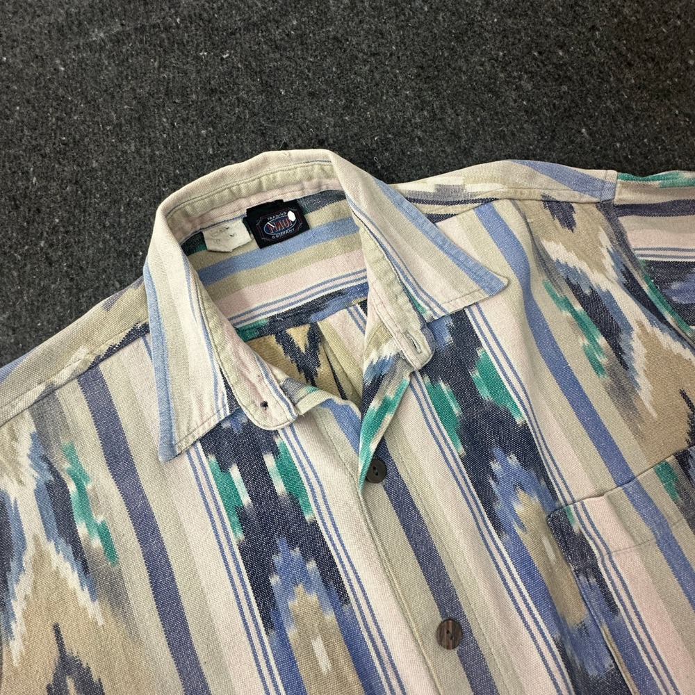 Maui Trading Company Button Up Shirt Mens XL Ikat Tribal Southwestern Aztec Vntg